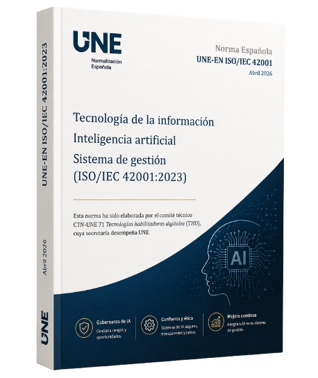Mockup UNE-EN ISO IEC 42001 sistema de gestión de inteligencia artificial SGIA